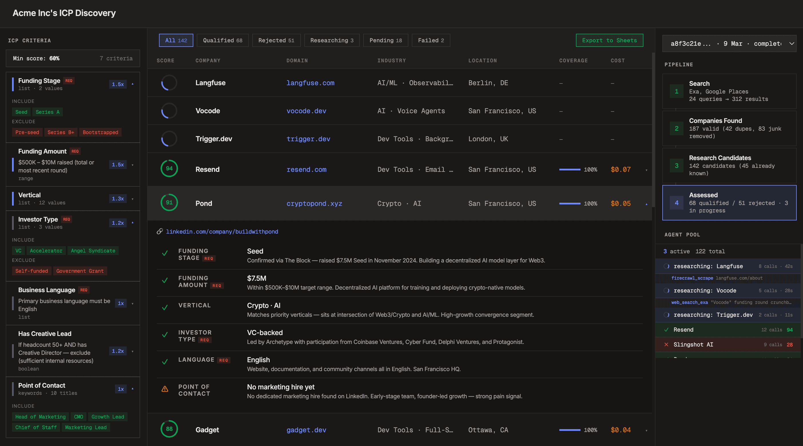 Live agent dashboard showing real-time pipeline and audit trail